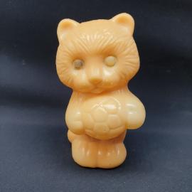 Игрушка винтажная, СССР. Пластмассовая фигурка котенка с мячом, для кукольного театра
