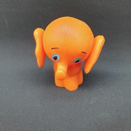 Игрушка винтажная, СССР. Резиновая фигурка слоненка оранжевого цвета для детской игры
