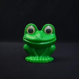 Игрушка винтажная, СССР. Пластмассовая фигурка лягушки с подвижными глазами