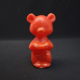 Игрушка винтажная, СССР. Резиновая фигурка медвежонка красного цвета для детских игр