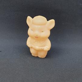 Игрушка резиновая винтажная, СССР. Фигурка поросенка в шляпе, для детской игры и декора