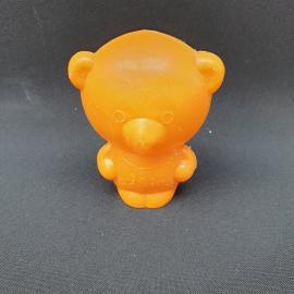Игрушка пластмассовая винтажная, СССР. Фигурка медвежонка, оранжевая пластмасса
