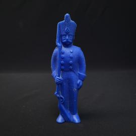 Фигурка винтажная, СССР. Пластмассовый солдатик с ружьем, синяя игрушка для детей