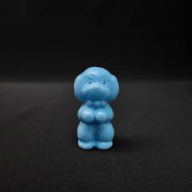 Игрушка винтажная, СССР. Пластмассовая фигурка собачки голубого цвета, маленькая модель