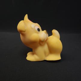 Игрушка резиновая винтажная, СССР. Фигурка щенка, желтая резина для купания детей