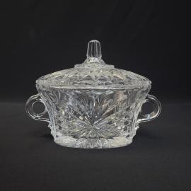 Сахарница винтажная, СССР. Стекло, с крышкой и ручками