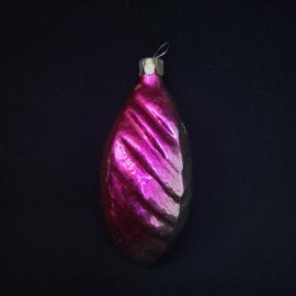 Елочная игрушка винтажная, СССР. Стеклянная игрушка шишка, розовое стекло