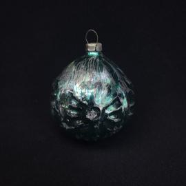 Елочная игрушка винтажная, СССР. Стеклянный шар с рельефным узором