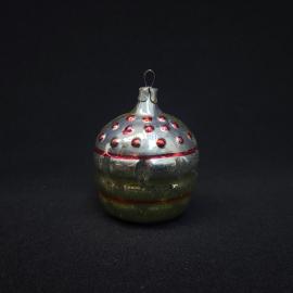 Елочная игрушка винтажная, СССР. Стеклянный шар с рельефным узором