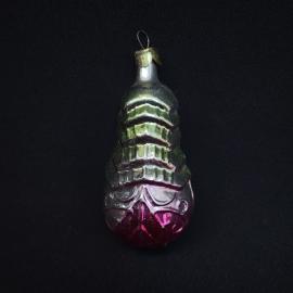 Елочная игрушка винтажная, СССР. Стеклянная подвеска в форме шишки