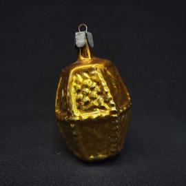 Елочная игрушка винтажная, СССР. Стеклянная подвеска фигурка домика, 1 шт.