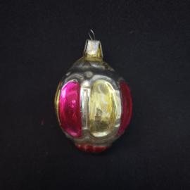 Елочная игрушка винтажная, СССР. Стеклянный шар с рельефным узором