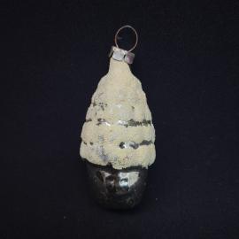 Елочная игрушка винтажная, СССР. Стекло, подвеска в форме шишки с присыпкой