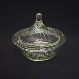 Сахарница стеклянная винтажная, СССР. Прозрачное прессованное стекло