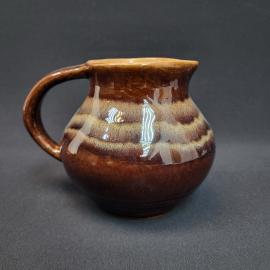 Кувшин керамический винтажный, СССР. Коричневый, ручная роспись