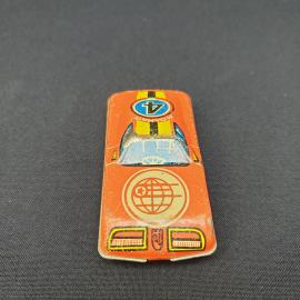 Машинка винтажная, СССР. Жестяная гоночная игрушка с рисунком, инерционная модель Молния 4