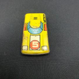 Машинка винтажная, СССР. Гоночная модель, пластмасса, желтый корпус с номером 5