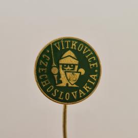 Значок СССР. Чехословакия, Vitkovice, эмблема и фигурка человека. Винтажный значек.