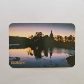 Карманный календарик 1992. Валаам, Никольский скит, островной пейзаж. Календарь винтажный