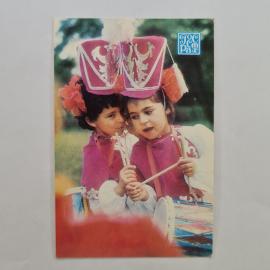 Карманный календарик СССР 1988. Дети с барабанами, праздник. Советский календарь винтажный