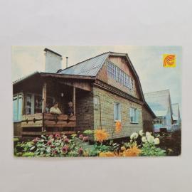 Карманный календарик СССР 1990. Страхование строений, дачный дом с цветником. Советский календарь