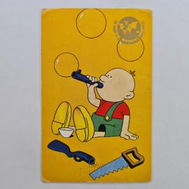 Карманный календарик СССР 1989. Ребенок пускает мыльные пузыри, детская тема. Советский календарь