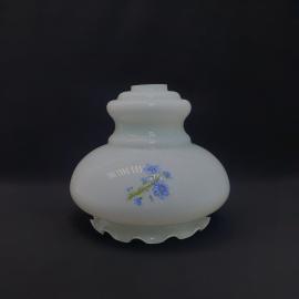 Плафон винтажный, СССР. Матовое стекло, белый с цветочным рисунком для подвесной лампы