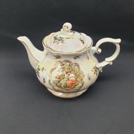 Чайник винтажный, СССР. Фарфоровый, перламутровый декор, Schlegelmilch, с крышкой
