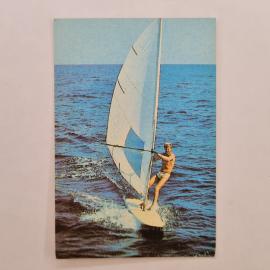 Карманный календарик СССР 1989. Виндсерфинг на море, спорт. Советский календарь винтажный