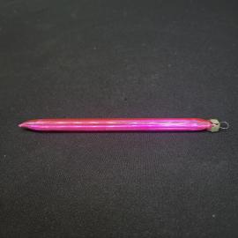 Елочная игрушка винтажная, СССР. Подвеска сосулька розовая, стекло, длина 12 см