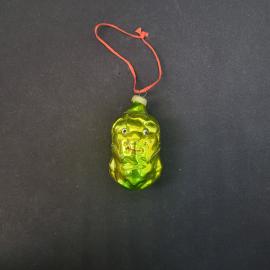 Елочная игрушка винтажная, СССР. Стекло, подвеска в виде головы, зеленого цвета