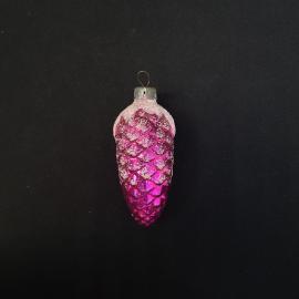 Елочная игрушка винтажная, СССР. Стекло, шишка розовая с декоративным покрытием