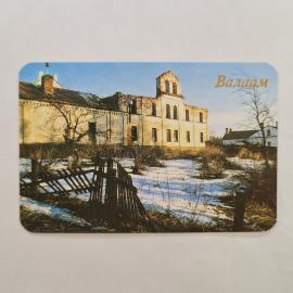 Карманный календарик 1992. Валаам, зимняя гостиница, архитектура. Календарь винтажный