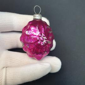 Елочная игрушка винтажная, СССР. Стекло, фигурка малины малинового цвета