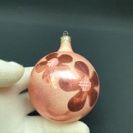 Елочная игрушка винтажная, СССР. Стеклянный шар с росписью, подвесное украшение