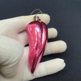 Елочная игрушка винтажная, СССР. Стекло, подвеска в форме перца розового цвета