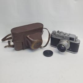 Фотоаппарат винтажный, СССР. Зоркий 3С с объективом Юпитер 8 и кожаным футляром