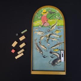 Игра настольная винтажная, СССР. Детский бильярд, деревянный корпус и комплект деталей