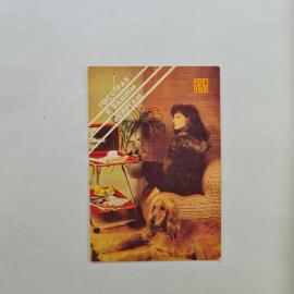 Карманный календарик СССР 1989. Госсстрах, женщина с собакой в интерьере. Советский календарь