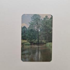 Карманный календарик СССР 1981. Речной пейзаж, природа. Советский календарь винтажный, коллекционный