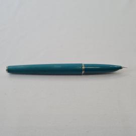 Ручка чернильная винтажная, СССР. Пластмассовый корпус бирюзового цвета, с металлическими деталями
