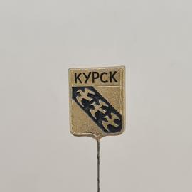 Значок СССР. Курск, городской герб с куропатками. Винтажный значек.