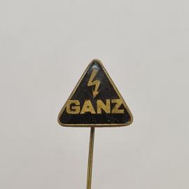 Значок СССР. Ganz, треугольный знак с молнией, электротехника. Винтажный значек.