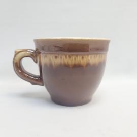 Чашка чайная винтажная, СССР. Керамика, коричневая глазурь, с ручкой, для сервировки