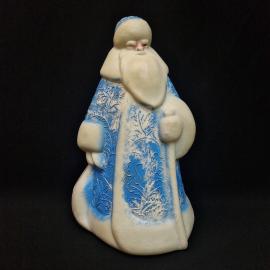 Фигура новогодняя винтажная, СССР. Дед Мороз декоративный, пластик, голубой узор