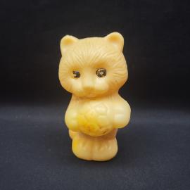 Игрушка винтажная, СССР. Пластмассовая фигурка котенка с мячом, для кукольного театра