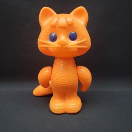 Игрушка винтажная, СССР. Пластмассовая фигурка кота с подвижными лапами и хвостом, 23 см