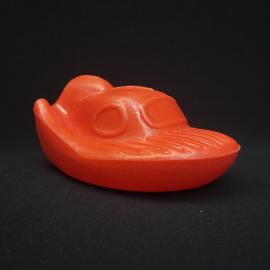 Игрушка винтажная, СССР. Пластмассовый катер, детская игрушка для воды красного цвета