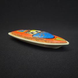 Игрушка винтажная, СССР. Пластмассовый гоночный катер с рисунком, для детской игры