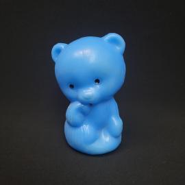 Игрушка резиновая винтажная, СССР. Фигурка медвежонка голубого цвета, для детской игры